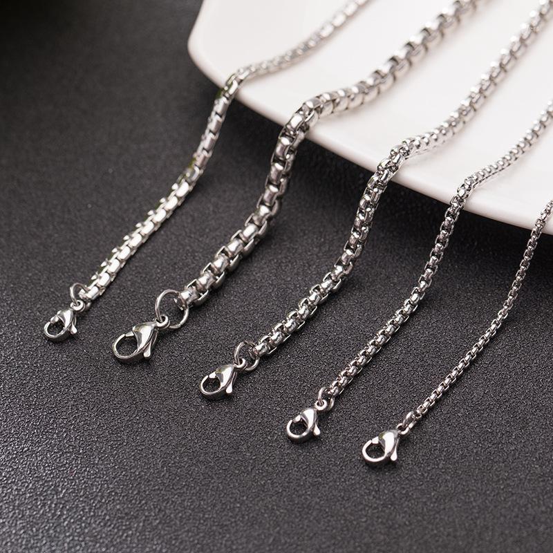 

Chains 1PCS Titanium Steel Square Box Chain Punk Pearl Jewelry Necklace Clothing Accessories Sweater Men's And Women's Necklaces