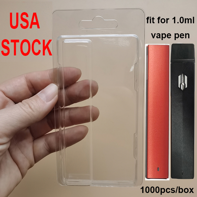 

Vape Pen Package Clam Shell Blister Pack 1.0ml USA Stock E-cigarette pod Disposable Clear Plastic Case Vaporizers Packaging Box Customize Ca