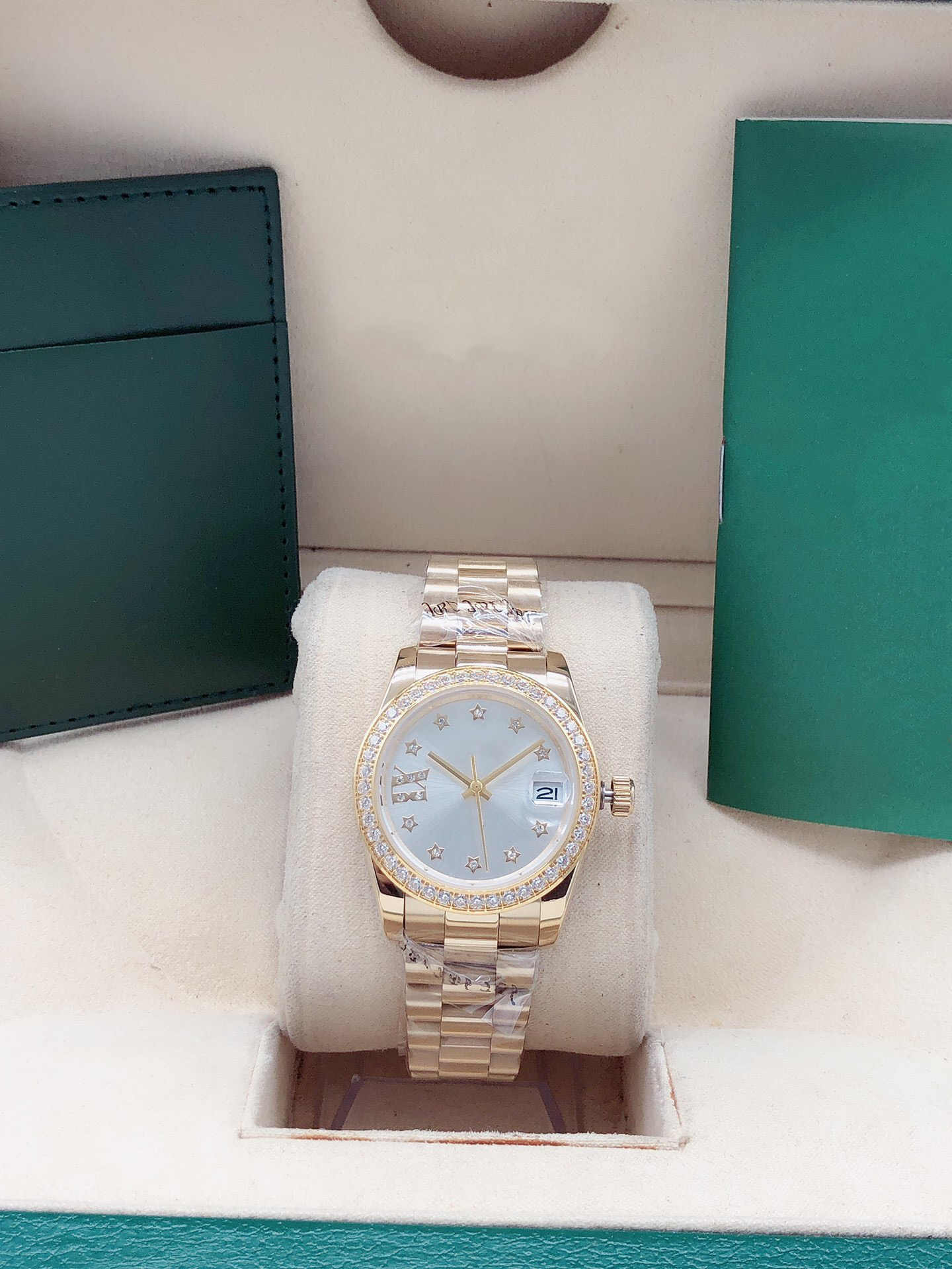 

2813 31mm DATEJUST Mens Watch Automatic Mechanical Movement Watches Silver Gold Stainless Steel Strap Man Wristwatches Black Star Pattern Dial Diamond Men's Watch, Sapphire