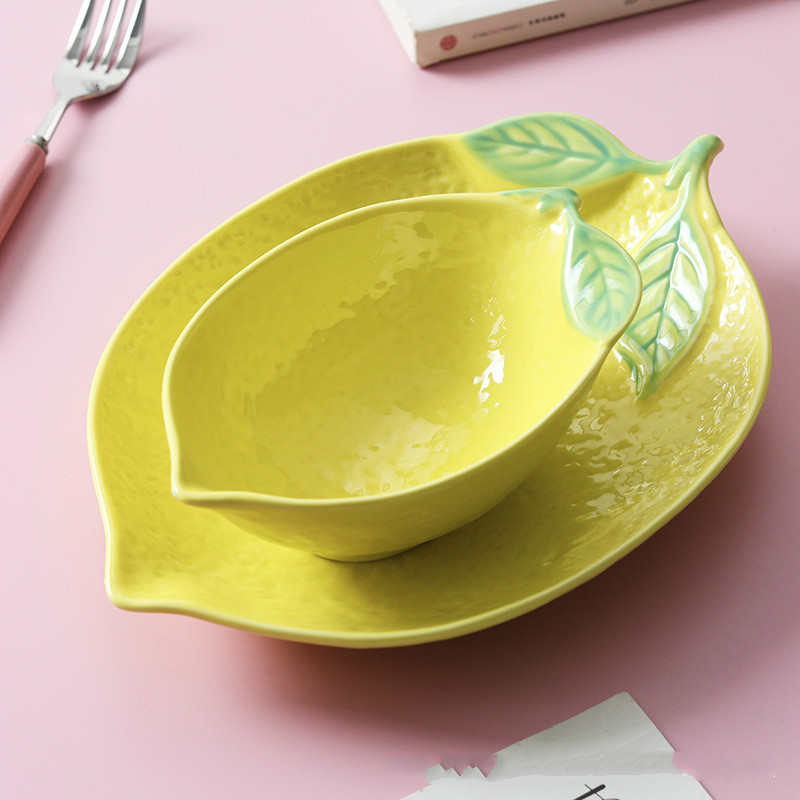 

Lemon shaped plate ceramic dish plate rice bowl household tableware personalized creative breakfast dinner plates