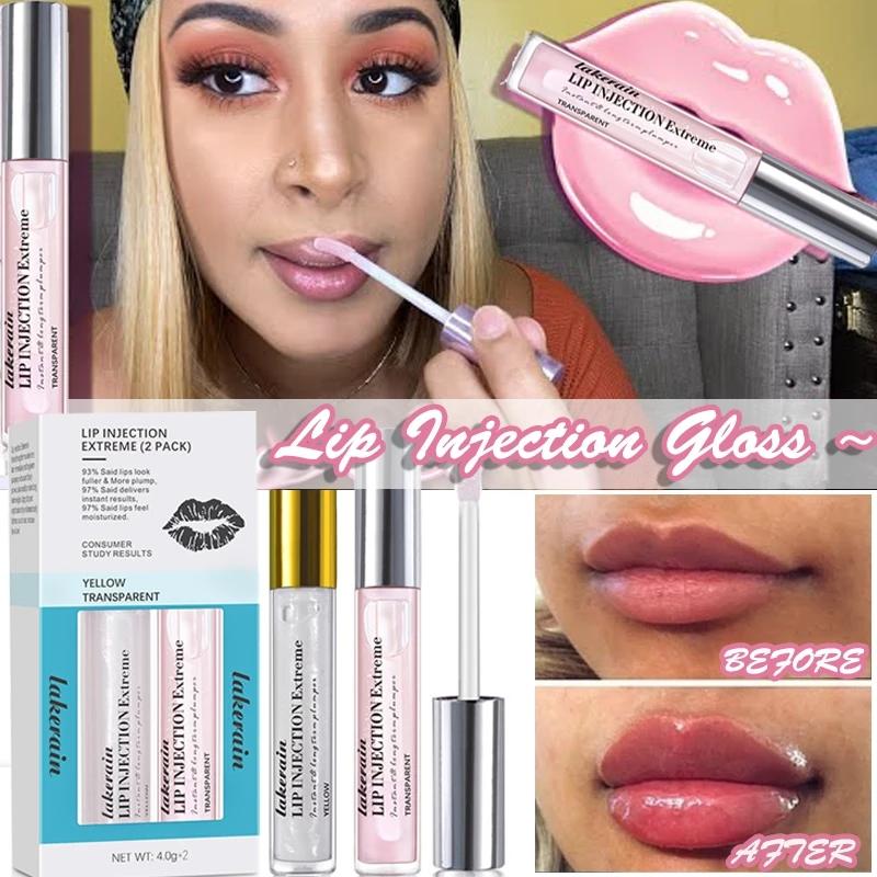 

Lip Gloss Injection Extreme Plumper Instantly Plump Care Base Increase Elasticity Reduce Fine Lines, Pink