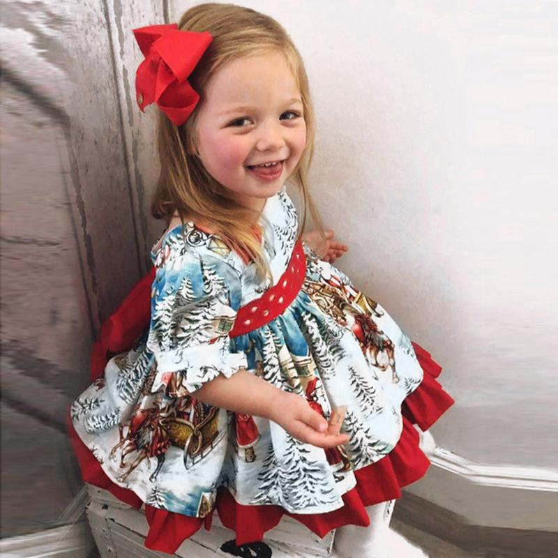

Girl's Dresses Christmas Dress For Girls Clothes Toddler Kids Baby Girl Bowknot Xmas Festival Party Pageant Formal Santa Year Outfit, Red xmas dress