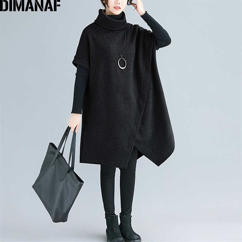 

DIMANAF Oversize Winter Autumn Women Pullovers Sweatshirts Cotton Thicken Oversize Turtleneck Lady Tops Female Loose Bat Sleeve 210830, Qian2178-hei