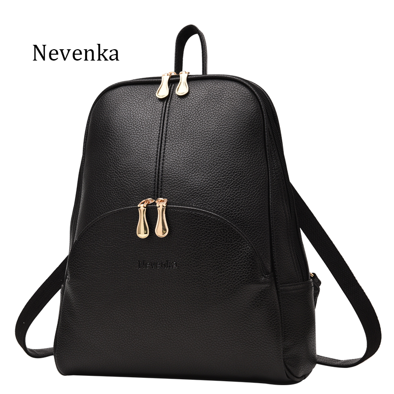 

Women Leather Softback Bags Preppy Style Casual Teenagers Backpack, Black