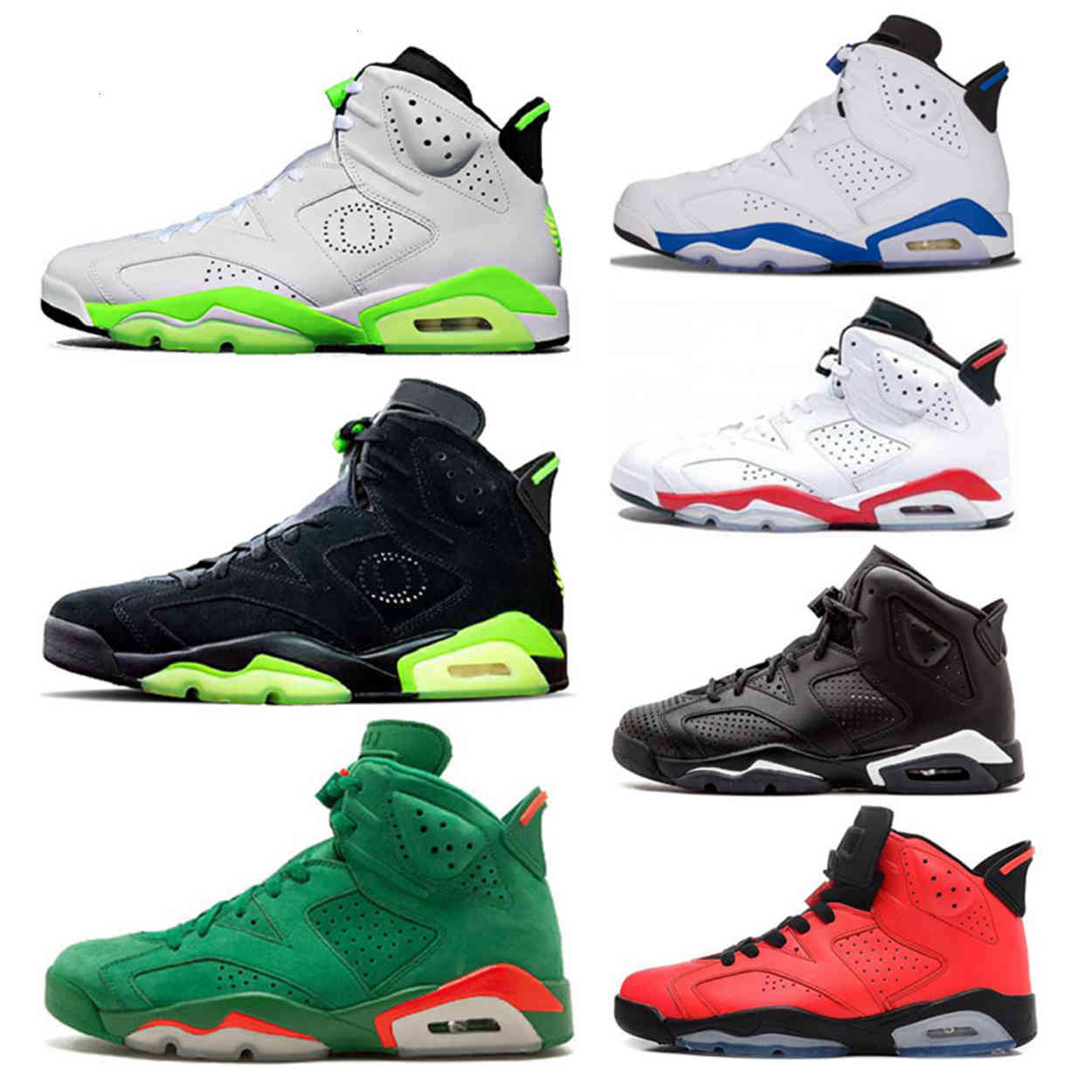 

Black Infrared Bred 6 6s Basketball Shoes Green Suede Gatorade UNC Oreo Carmine Men Sports Sneakers Trainers US 7-13, Black green