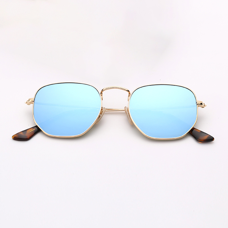 

Fashion Hexagonal sunglasses mens sun glasses vintage eyeglasses uv protection glass lenses with top leather case package