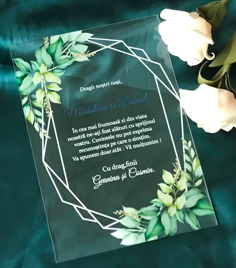 

Greeting Cards Custom Acrylic Wedding Invitations,10pcs Invitation,Menu,White Ink Transparent Invitations,Eucalyptus Design Invitation