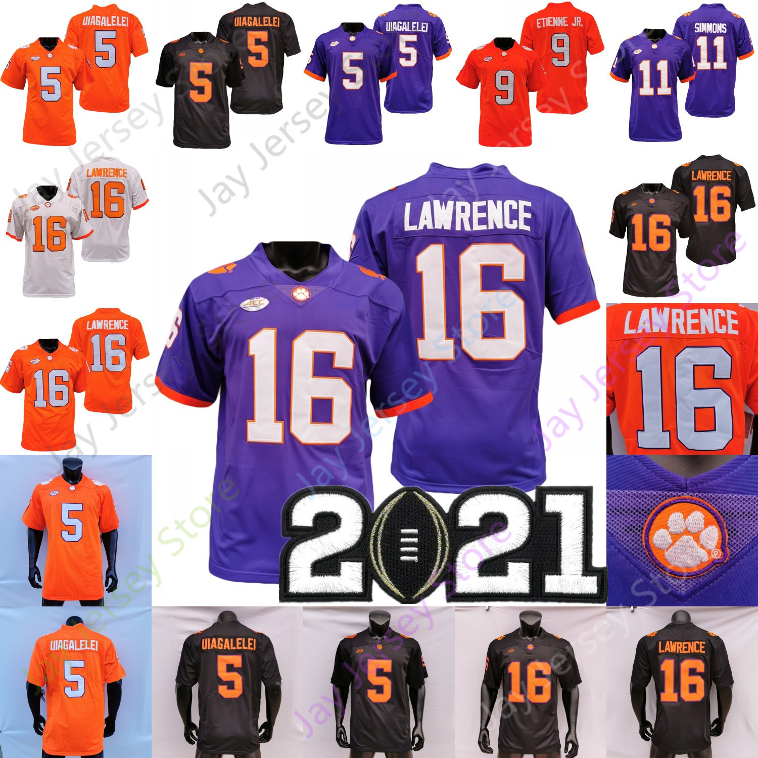 

Clemson Football Jersey NCAA College Trevor Lawrence Justyn Ross Deshaun Watson DeAndre Hopkins D.J. Uiagalelei Joseph Ngata Brice Etienne Jr. Higgins Rodgers, Orange