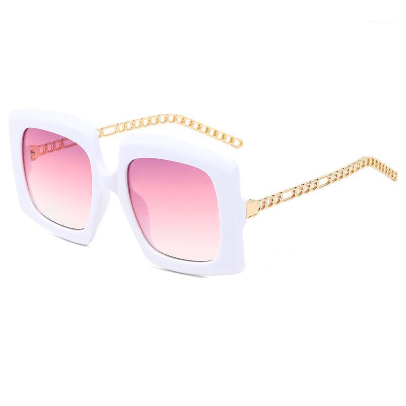 

Sun Glasses For Women 2021 Metal Chain Square Sunglasses Ldies Brand Designer Eyewear Men Trending Stripe Eyelasses Shades