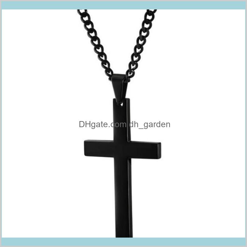 

Pendant Necklaces Drop Delivery 2021 Christian Jesus Single Titanium Cross Necklace Stainless Steel Gold Sier Black Prayer Choker Crucifix Pe, Silver