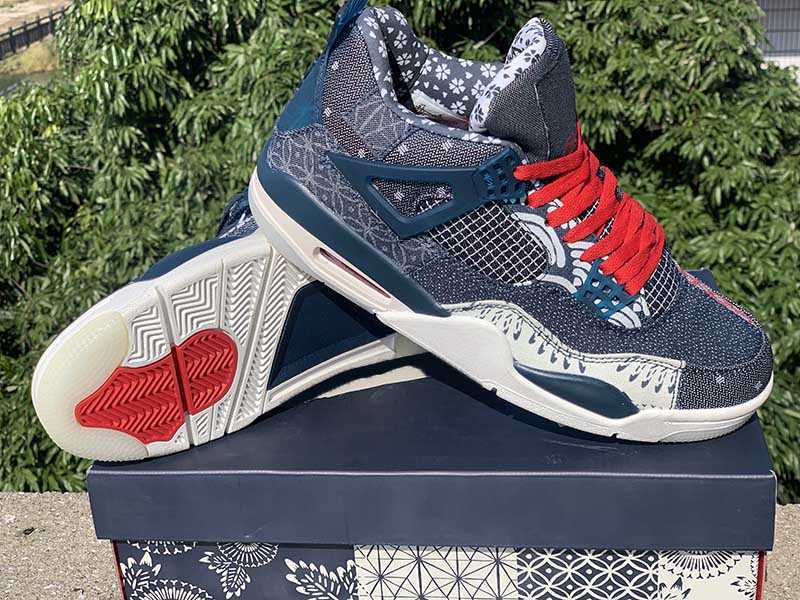 

Sashiko 4 SE Men Basketball Shoes trainers Jumpman J4 Deep Ocean Sail Cement Grey Fire Red Mens sports sneakers with box