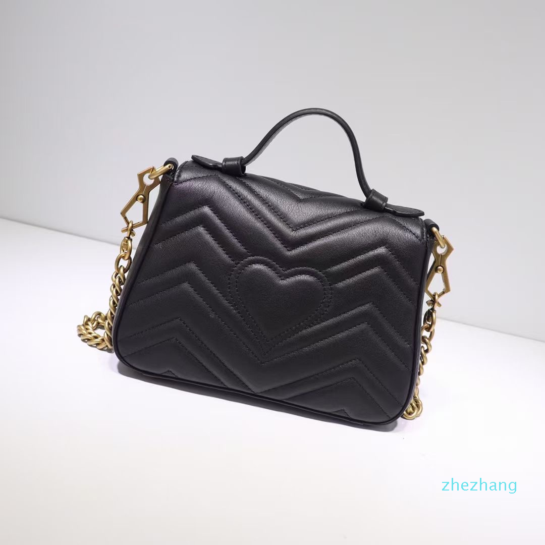 

Cowhide Leather handbag for women shoulder bag chain purse lady fashion wave chain purse handbag presbyopic evening bag messenger Wholesale, Black