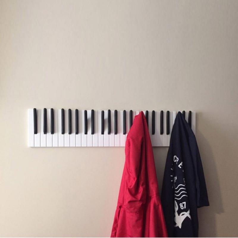 

Clothing & Wardrobe Storage Nordic Simple Style Piano Wooden Coat Racks Keys Wall Mounted Hook Hanger Decoration Hat Rack Wood Shelf