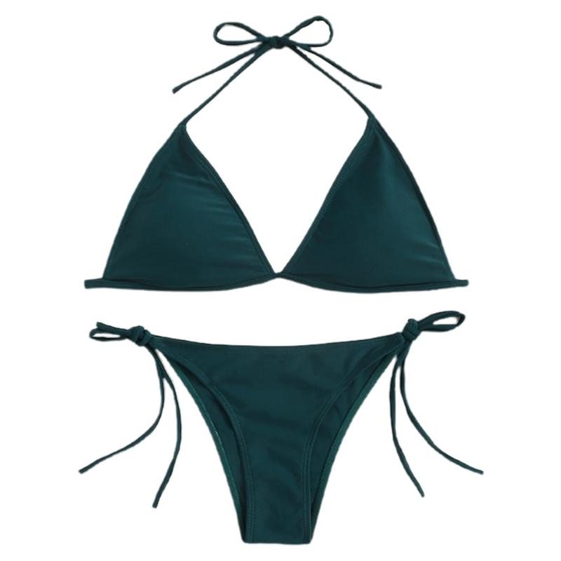 

One-Piece Suits 2021 Women Sexy Halter Triangle Micro Swimsuit 2pcs Brazilian Bikini Set Side Tie High Cut Push Up Bathing Suit
