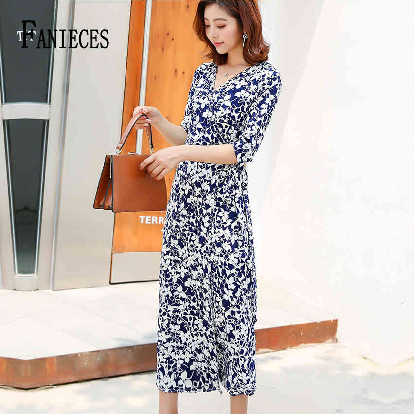 

Women Boho Long Maxi Dress Dot Bow Half Sleeves es Polka Party Evening Sexy V-neck Vestido Lady Summer Beach Sundress 210520, Blue