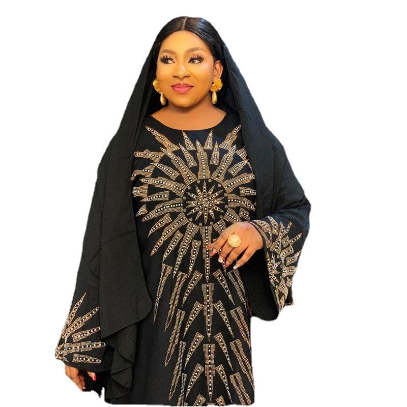 

Ethnic Clothing Abaya Dubai Turkey Muslim Hijab Dress 2021 Fashion Caftan Robe Diamonds African Boubou Party Gown Elegant Islamic