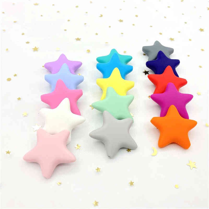 

10pcs Silicone Star Beads Diy Baby Teether Pacifier Dummy Montessori Teething Sensory Jewelry Toy Chewing