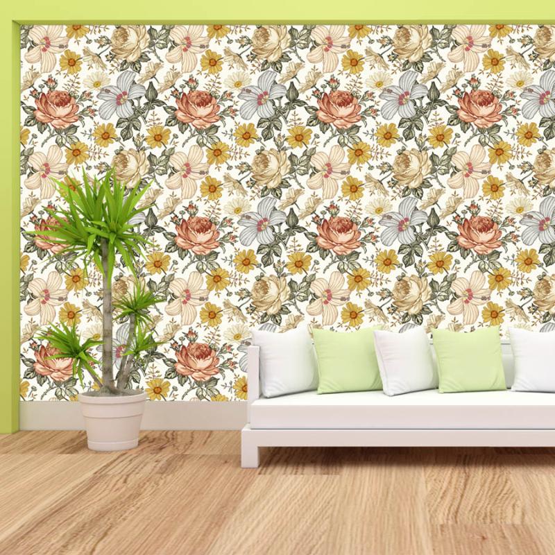 

Wallpapers 3d Retro Flowers Nordic For Living Room Bed Walls In Rolls Sticker Nature Green Background Self Adhesive Home Decor, Peel stick vinyl