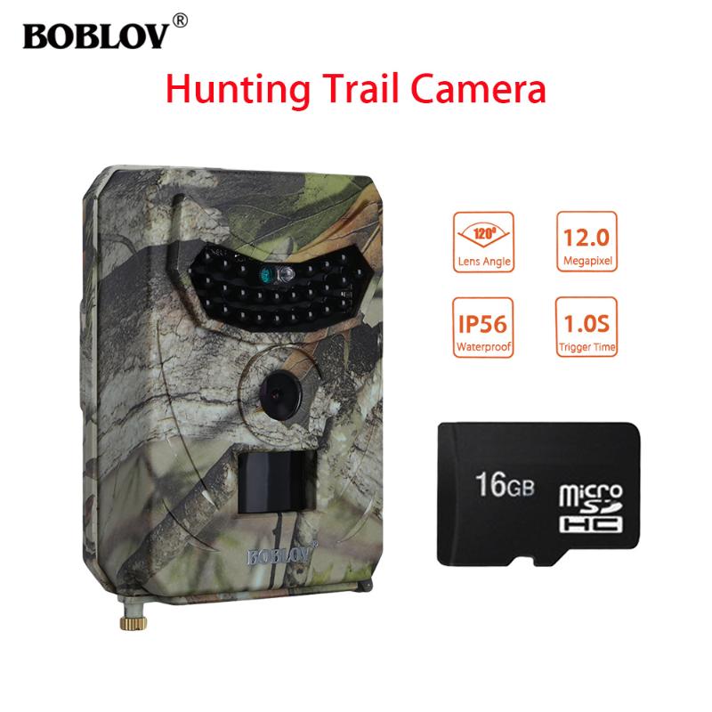 

PR-100 12MP 1080P HD LED Hunting Night Vision Trail Wildlife Camera 1S Trigger Time 120 Wide Angle IP56+16GB Po Traps IP Cameras