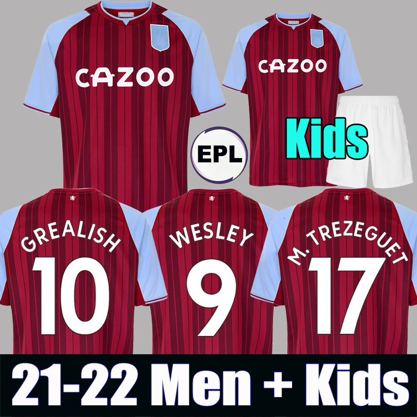 

21 22 Aston Soccer Jersey Villa GREALISH WESLEY McGINN Buendia 2021 2022 El Ghazi Traore WATKINS KODJA SANSON TARGETT Douglas Luiz Men + Kids kit football shirts, 20-21 away+patch