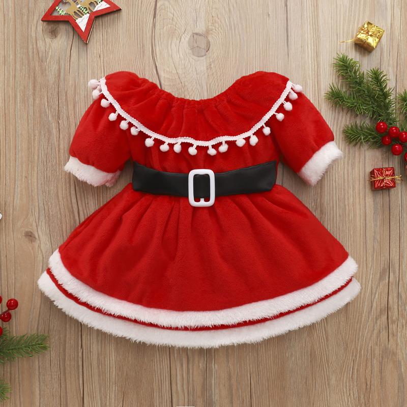 

Girl's Dresses Pudcoco Christmas Contrast Color Ruffle Collar Short Sleeve Double-Layer Hem Dress For Party Vacation, Red;yellow