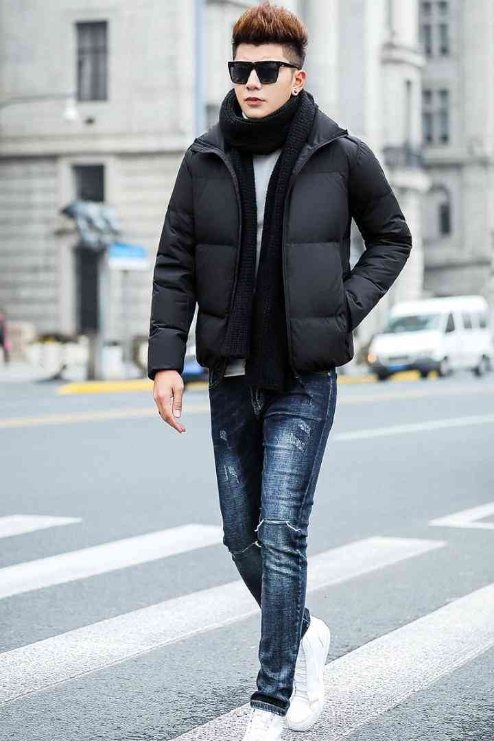 

Men's Down & Parkas Autumn And Winter Boutique Simple Warm Youth Wild Business Loose Casual Jacket Fashion Large Size Temperament 19c7# LVVT, 1# shoe box