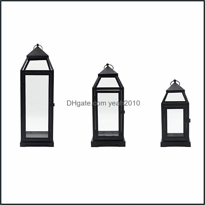 

Décor Home & Gardenluxury Black Candle Holder Garden Wedding Decorations Retro Lantern Portable Candlestick Vintage Iron Hanging Holders Dro