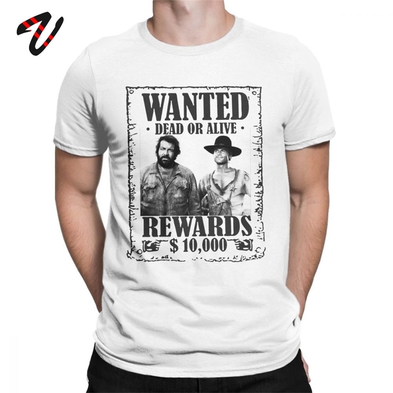 

T Shirt Men Bud Spencer Terence Hill Wanted Lo Chimavano Classic Epic Movie Tshirt 100% Cotton Tees Graphic Tops Vintage T-Shirt 210706, White