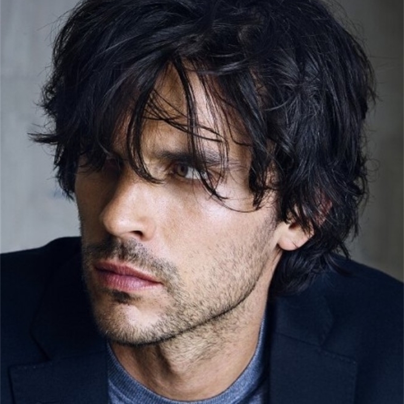

wig Men's men's fashion short hair fluffy chemical fiber headgear, Black and white