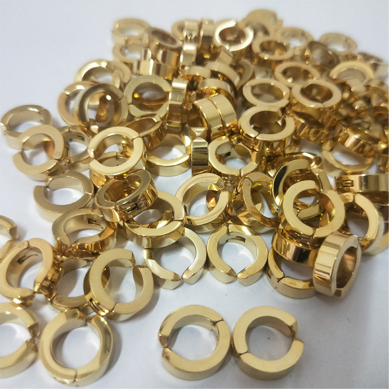 

Magnetic Non-Pierced Earrings Titanium Stainless Steel ear clips metal punk hip-hop stud 1839 1279 Q2, Golden;silver