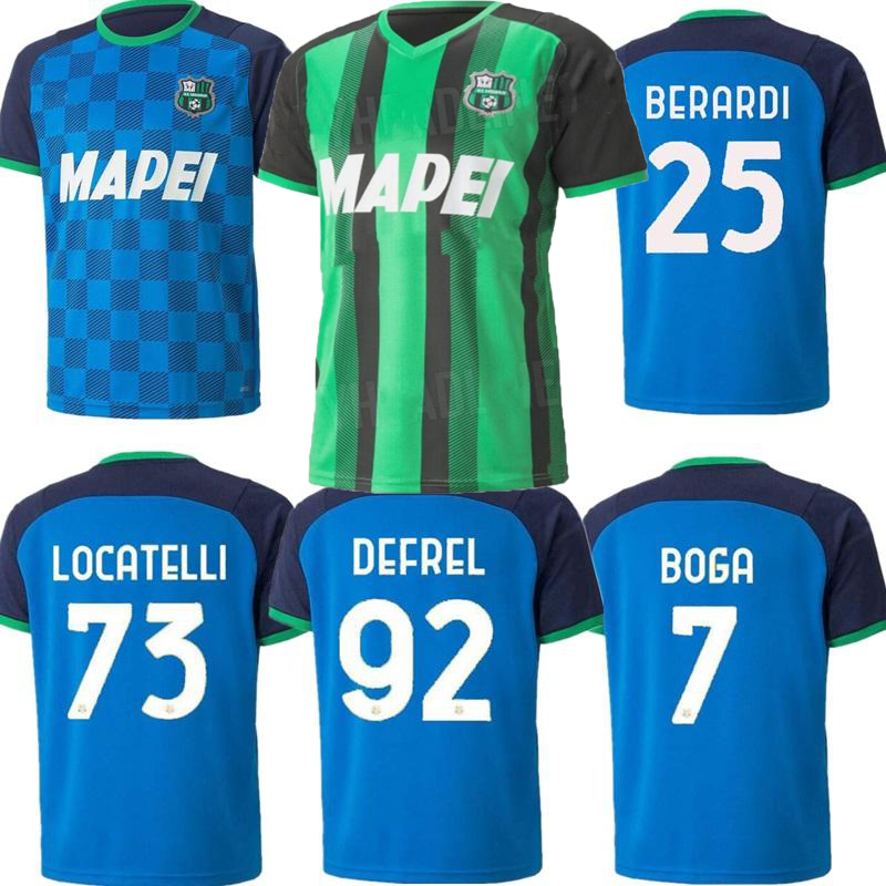 

2021 2022 US Sassuolo Calcio home Soccer Jerseys away Chiriches Djuricic Locatelli Berardi Boga CAPUTO Defrel 21 22 man third football shirt, 2021;home
