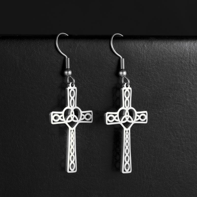 

Dangle & Chandelier Lucktune Cross Drop Earrings Wicca Good Luck Irish Celtic Knot Vintage Stainless Steel Pendant Amulet Fashion Jewelry Fo, Silver