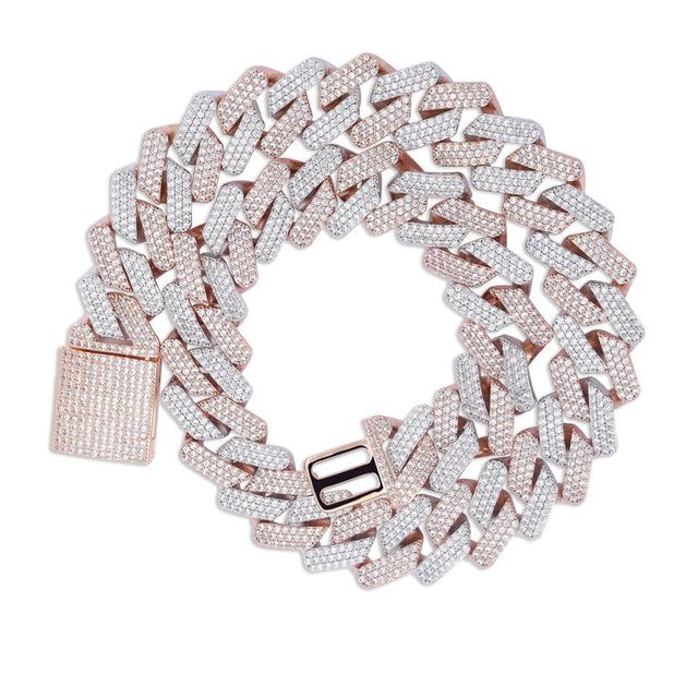 

Chains 20mm Miami Est Box Clasp Cuban Link Chain For Men Heavy Iced Zircon Necklace Choker Bling Hip Hop Fashion Jewelry, Silver