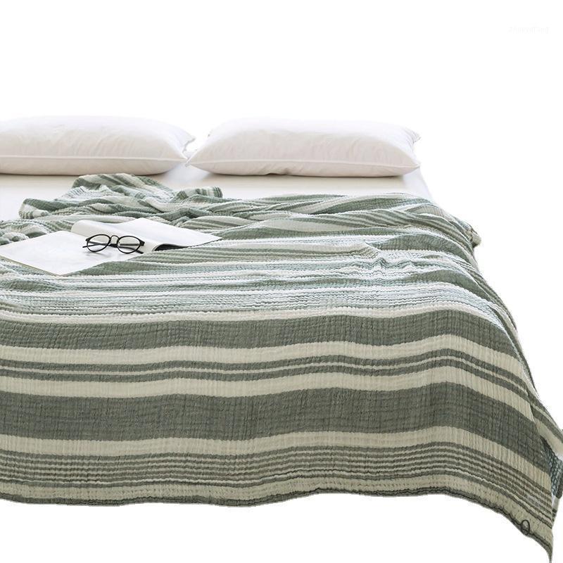 

Blankets Blanket Cotton Yarn Stripe Three-layer Summer Lightweight Air Conditioning Office Bedroom Lunch Break Ventilation Sheet