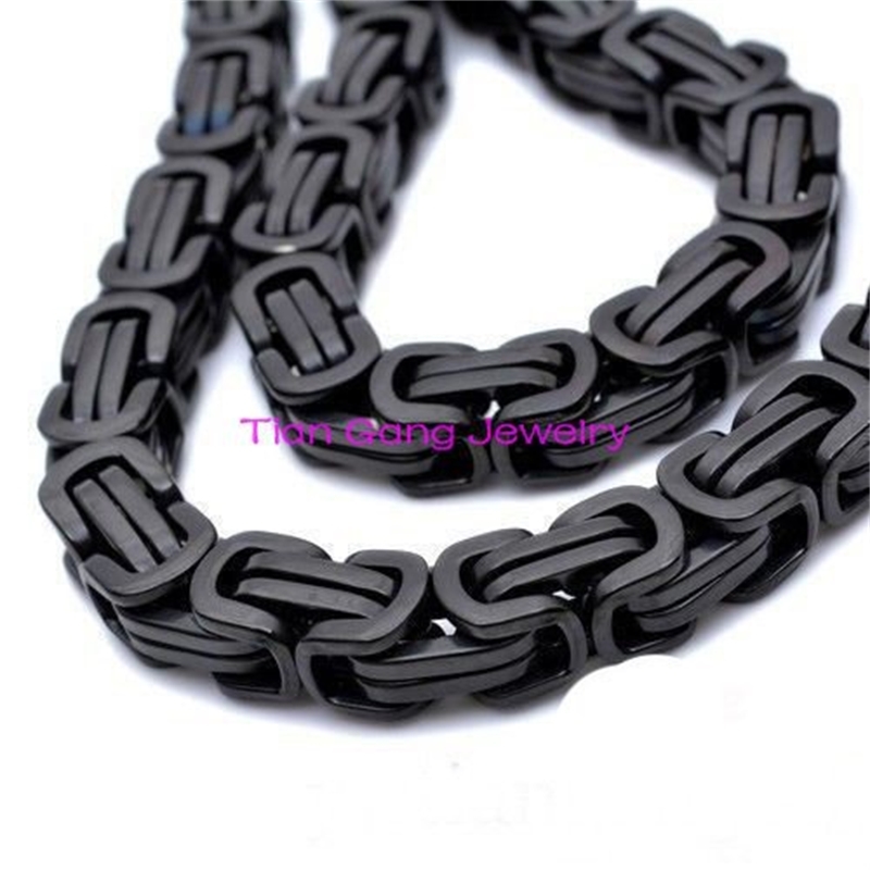 

Black Tone Byzantine Box Stainless Steel 8.5mm Mens Boys Chain Necklace or Bracelet Fashion Jewelry
