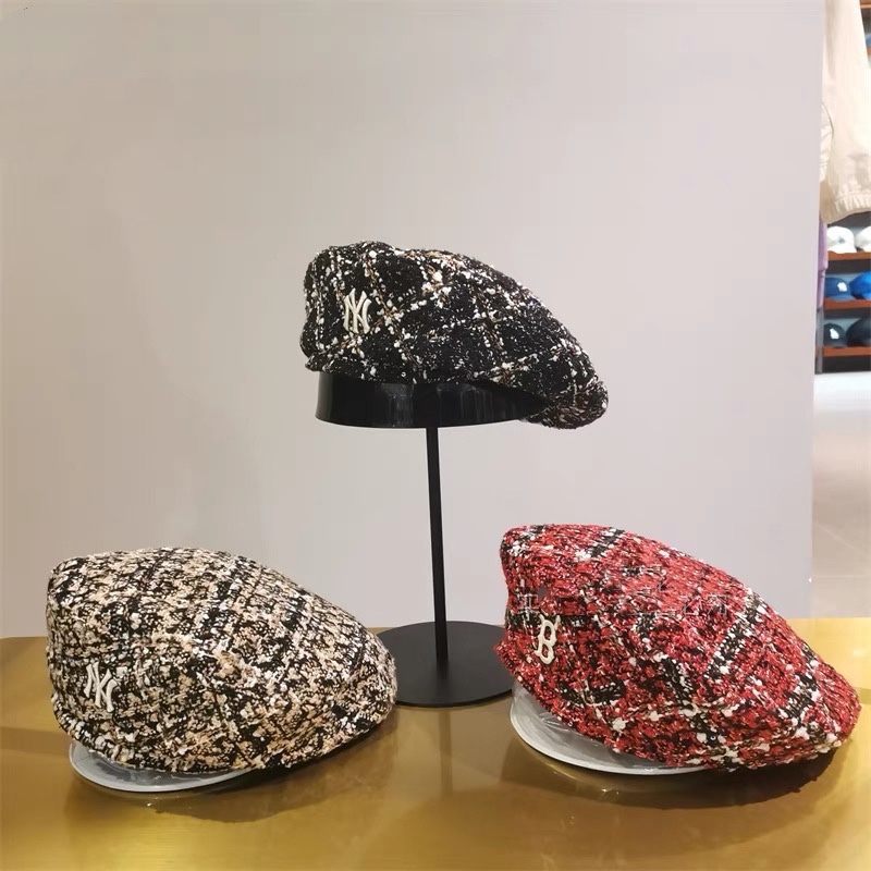 

3Colors Women Vintage Tweed Plaid Berets Fashion Elegant Ladies Girls Autumn Winter Small Sweet Wind Simple Styles Octagonal Hat Sunscreen P, Blue;gray