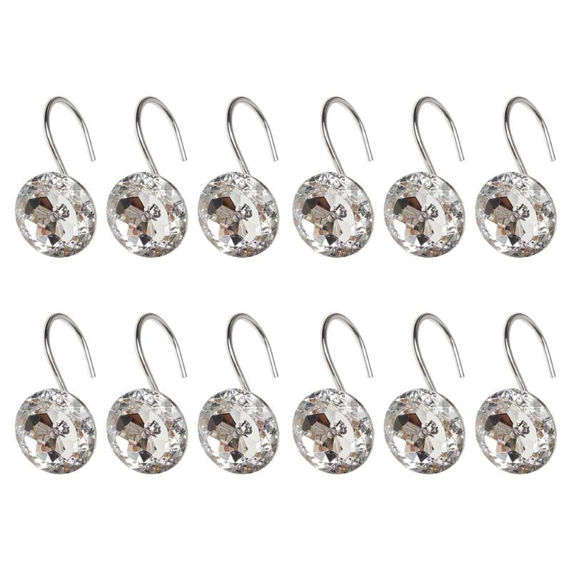 

Hooks & Rails 12Pcs Diamond Shower Curtain Clips Window Acrylic