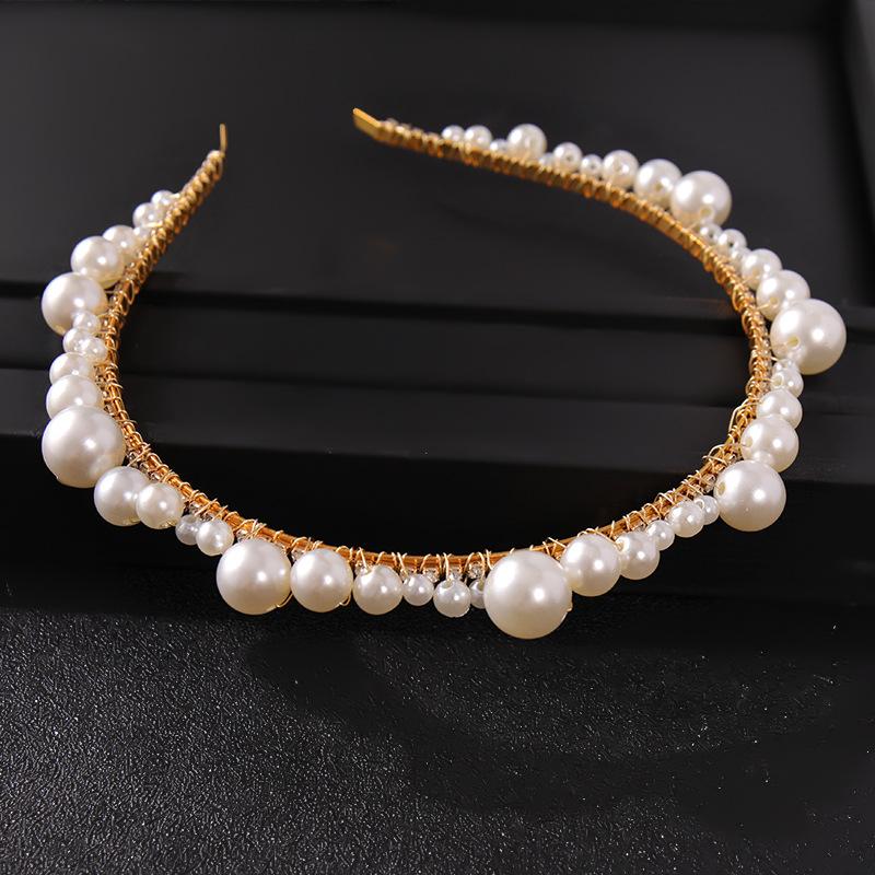 

Hair Clips & Barrettes Pearl Band For Women Beads Handmade Hoop Girls Headband Female Elegant Bridal Sweet Fashion Headwear Jewelry, Golden;silver