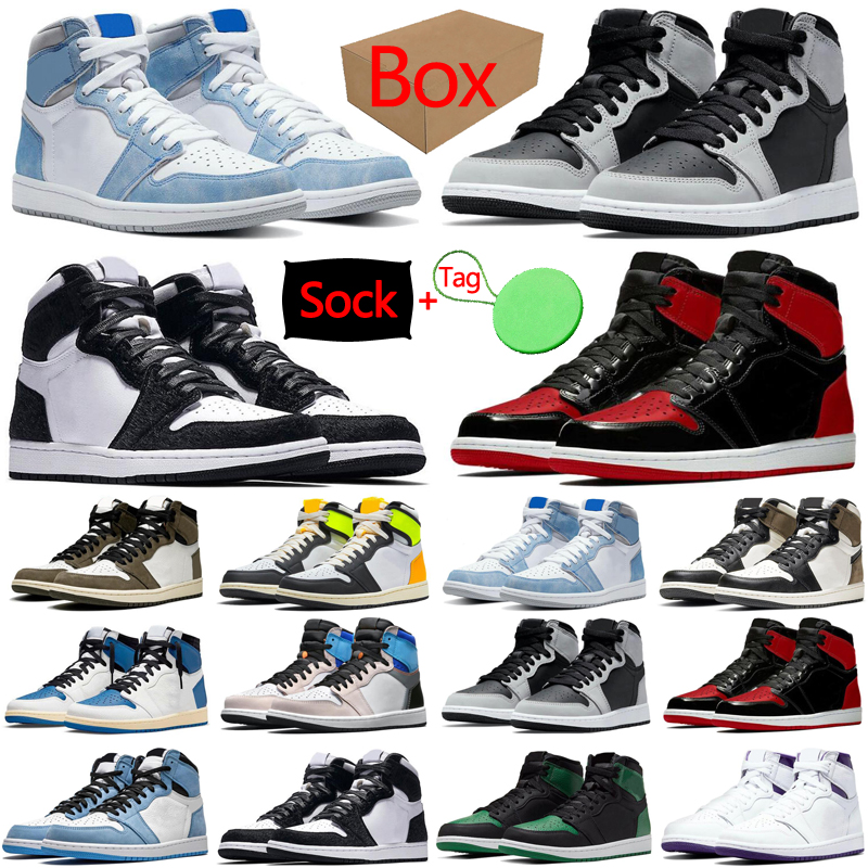 

Box&Sock&Tag 1 1s mens womens basketball shoes Electro Orange Obsidian Pollen Bred Patent men trainers sports sneakers discount