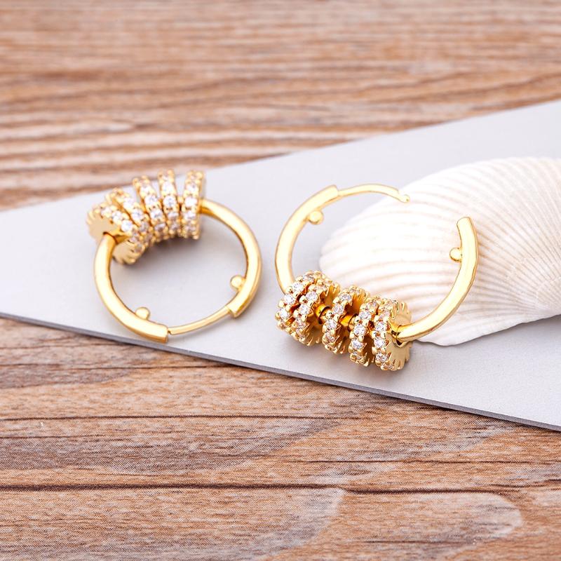 

Dangle & Chandelier Fashion Gold Color Beads Earrings Copper Cubic Zircon Ear Hole Hoop For Women Party Wedding Jewelry