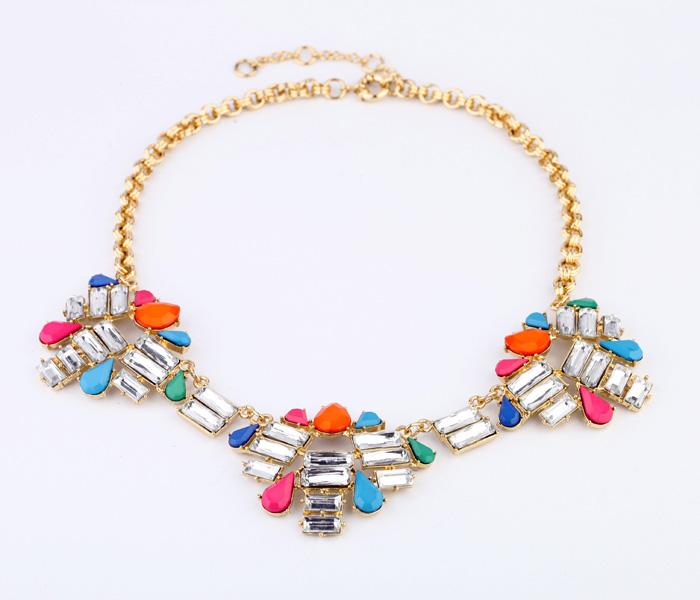 

Geometric Cluster Collar Necklace Fashion Design Collier Femme Multicolor Maxi Jewelry Chokers