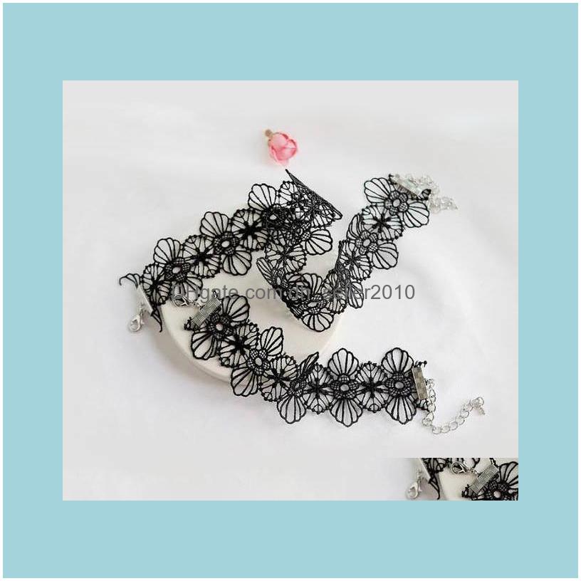 

& Pendants Jewelrysexy Lace Choker Necklaces Fashion Weave Hollow Flower Short Necklace Gothic Bib Tattoo Collier Femme Chokers Drop Deliver