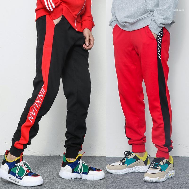 

Men's Pants 2021 Mens Panelled Sweats Printing Side Stripe Pockets Men Sweatpants Casual Joggers Loose Man Sportswear Trousers1, Black