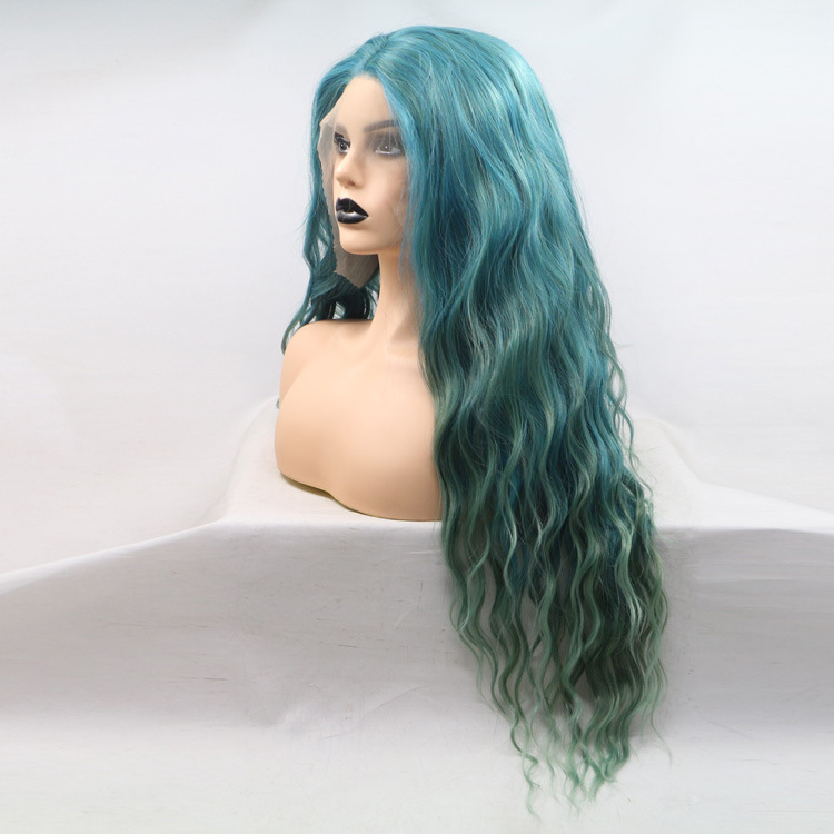 

2021 new fashionable vintage wig wave curl in temperament hair winding tube small curly long curly twisted chemical fiber wig cover spot, Green