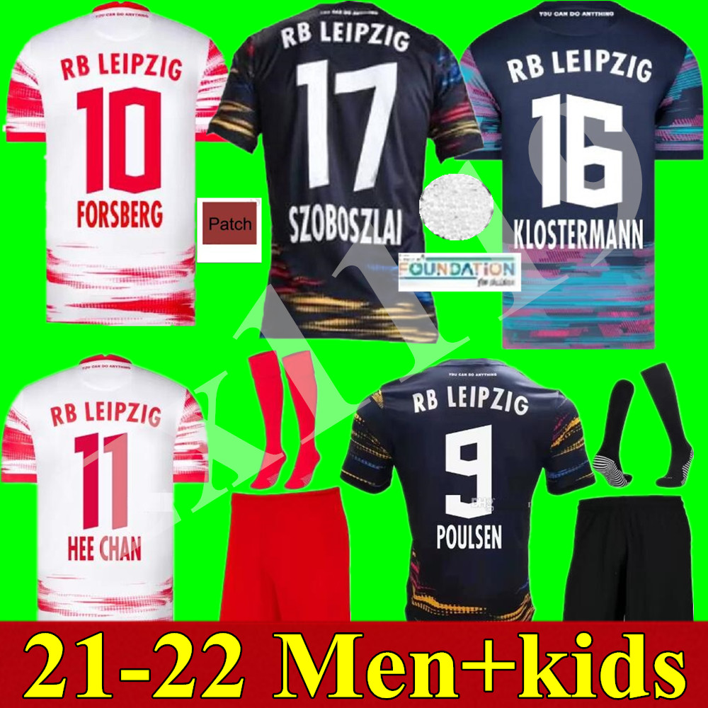 

21 22 RBL Leipziges Soccer Jerseys Home away 3rd 2021 POULSEN FORSBERG HEE CHAN SABITZER UPAMECANO SZOBOSZLAI KLUIVERT football shirt men kids uniforms, Adult home+patch