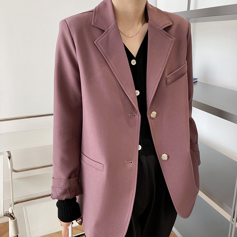

Women's Suits & Blazers Autumn Coat Vintage Classic Long Sleeve Loose Tops Femme Chic Casual Streetwear Z0WW, Purple