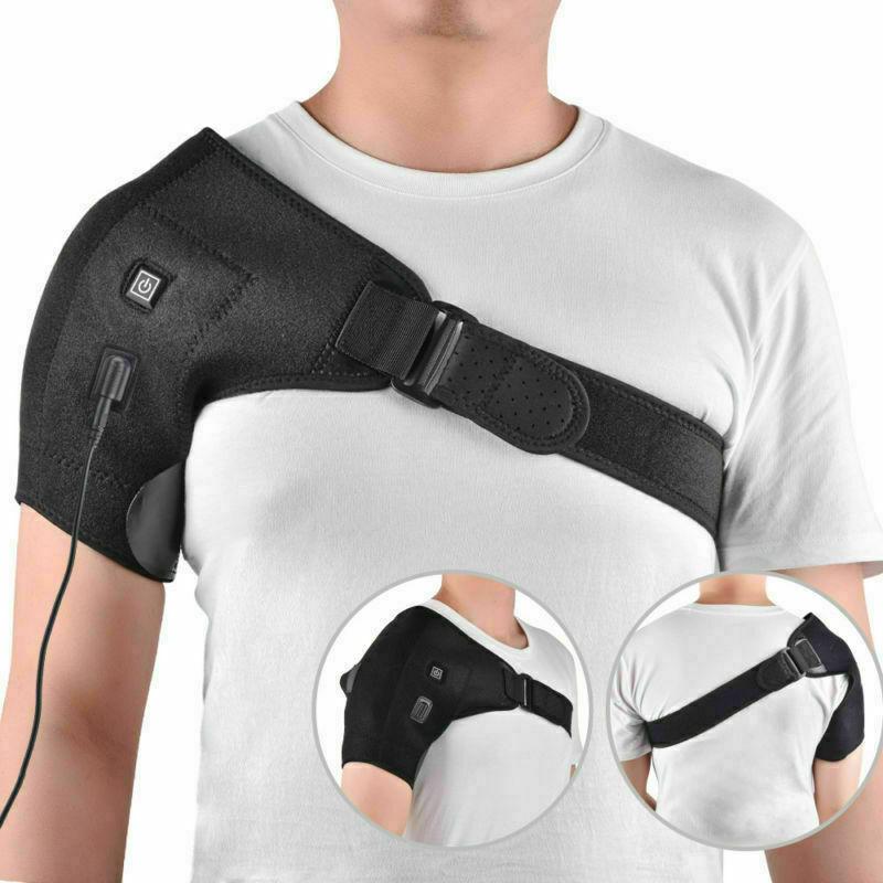 

Elbow & Knee Pads 1Pcs USB Charge Heated Shoulder Brace Adjustable Neoprene Single Support Cold Therapy Wrap Pad Back Guard 8, As pic