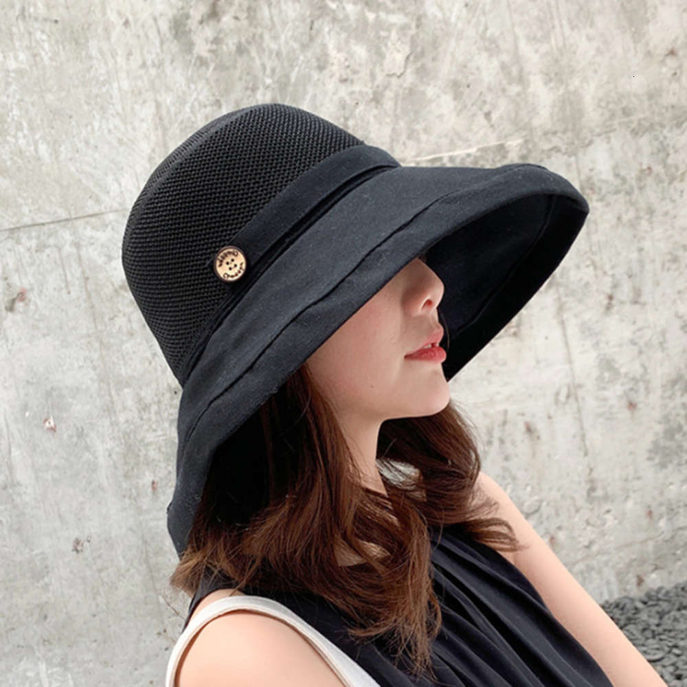 

Net red ins fisherman's Hat Women's summer Korean version versatile solid color big brim sunshade hat, Blue;gray