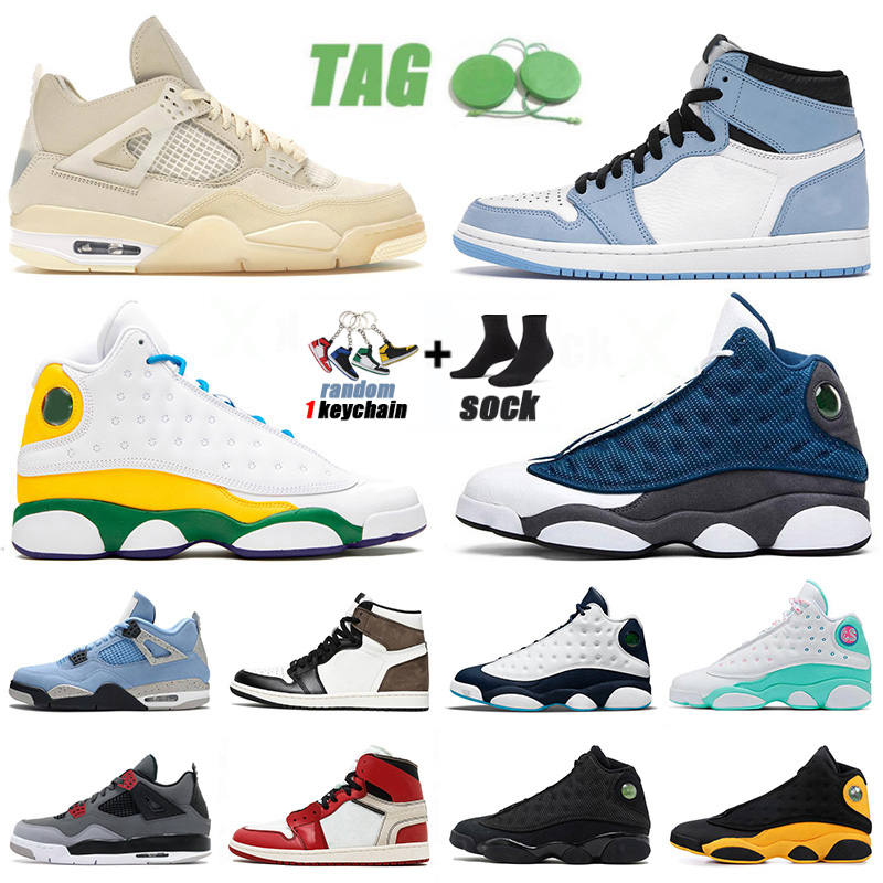 

13 Jumpman Basketball Shoes Mens 1 High Og 1s University Blue Infrared 4 Sail Cactus Jack Dark Mocha Mid Dutch Green Lakers Flint 13s Black Cat Sports Sneakers Trainers, C18 36-46 fearless