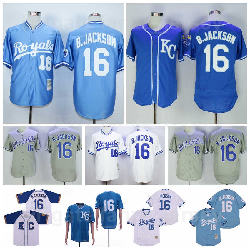 

1980 1985 1987 Retro 16 Bo Jackson Vintage Baseball Jersey Flexbase Cool Base Cooperstown Pullover Team All Stitched Color Blue White Grey Excellent Quality, 5 white